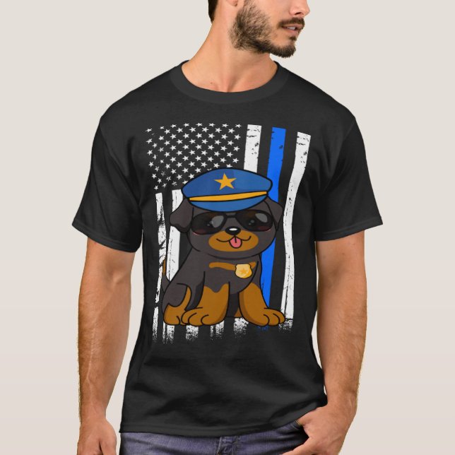 Camiseta Police Rottweiler Dog Back the Blue Law Enforcemen (Anverso)