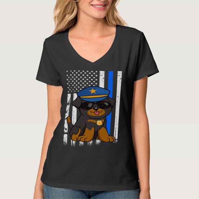 Camiseta Police Rottweiler Dog Back the Blue Law Enforcemen (Anverso)