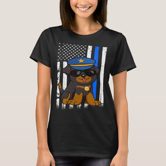 Camiseta Police Rottweiler Dog Back the Blue Law Enforcemen (Anverso)