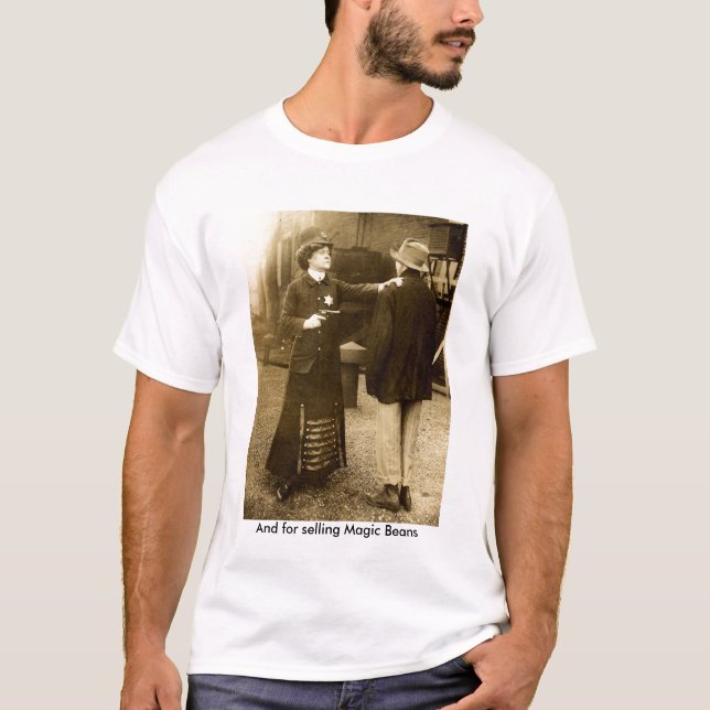 Camiseta Policelady, y para vender habas mágicas (Anverso)
