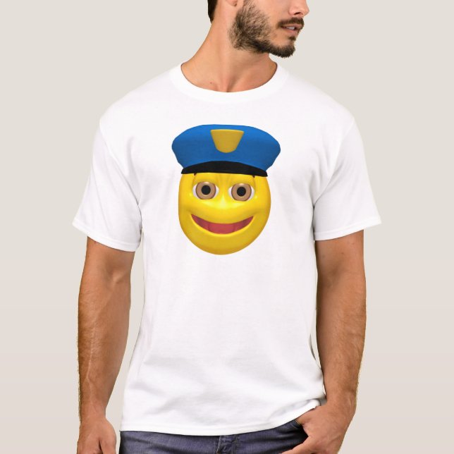 Camiseta Policía amarillo feliz (Anverso)