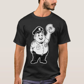 Camiseta policía comiendo una dona 