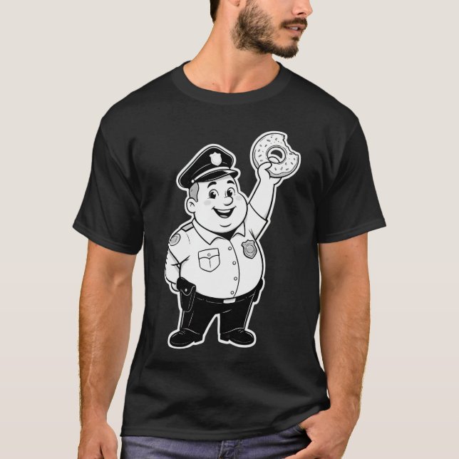 Camiseta policía comiendo una dona  (Anverso)