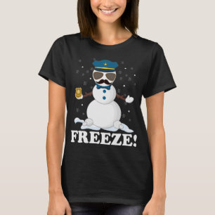 Camiseta Policía cuerdo Snowman congela a divertidos Navida