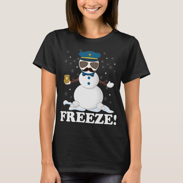 Camiseta Policía cuerdo Snowman congela a divertidos Navida (Anverso)