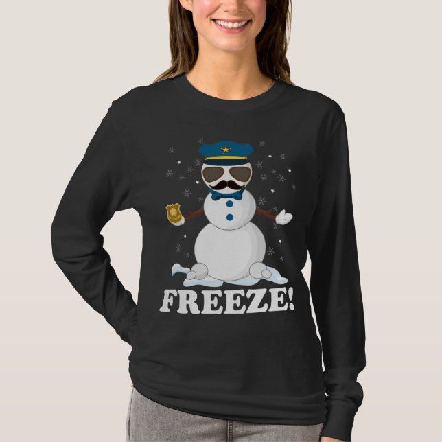 Camiseta Policía cuerdo Snowman congela a divertidos Navida (Anverso)