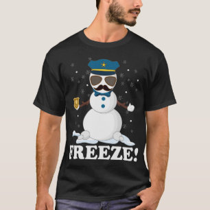 Camiseta Policía cuerdo Snowman congela a divertidos Navida