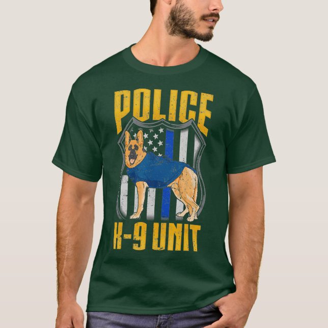 Camiseta Policía Cuidada K9 Unidad Costume Perro delgado de (Anverso)
