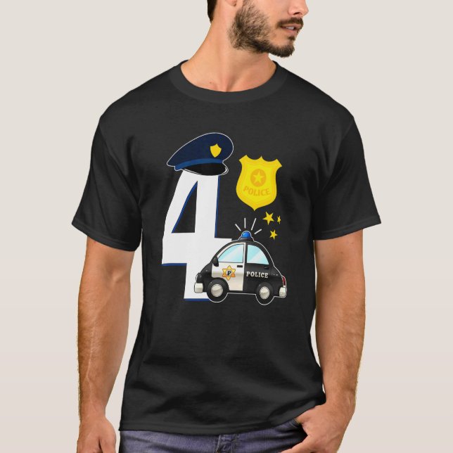 Camiseta Policía de 4 años de edad, auto de la policía de c (Anverso)
