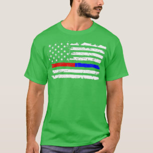 Camiseta Policía de bomberos Línea Azul Roja Estadounidense