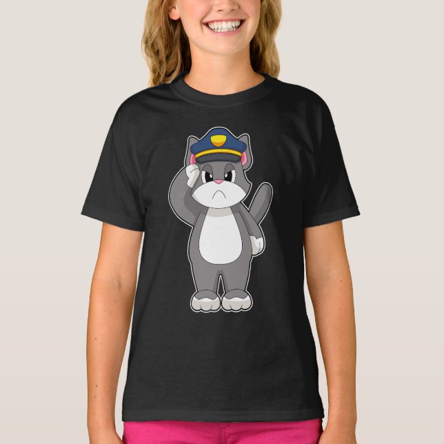 Camiseta Policía de capucha de gato (Anverso)