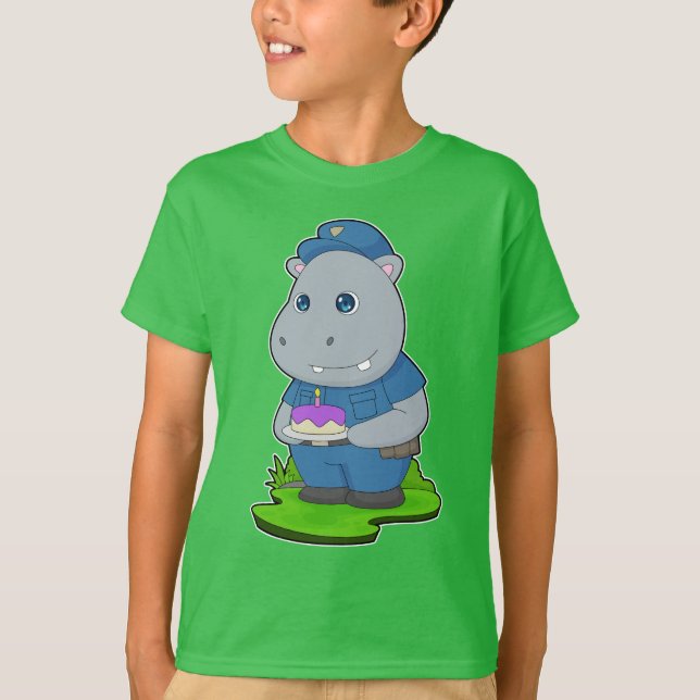 Camiseta Policía de cumpleaños de hipopótamo (Anverso)