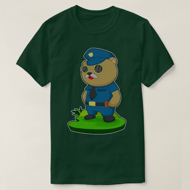 Camiseta Policía de gafas de sol del oso (Diseño del anverso)