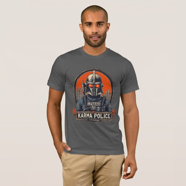 Camiseta Policía de Karma - Retro Futurista Radiohead (Anverso completo)