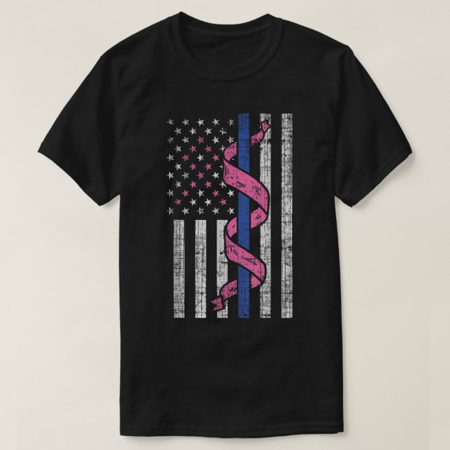 Camiseta Policía de la Línea Azul Bandera de Estados Unidos (Diseño del anverso)