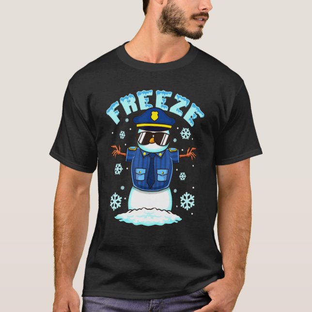Camiseta Policía de la policía congeló a Snowman Navidades  (Anverso)