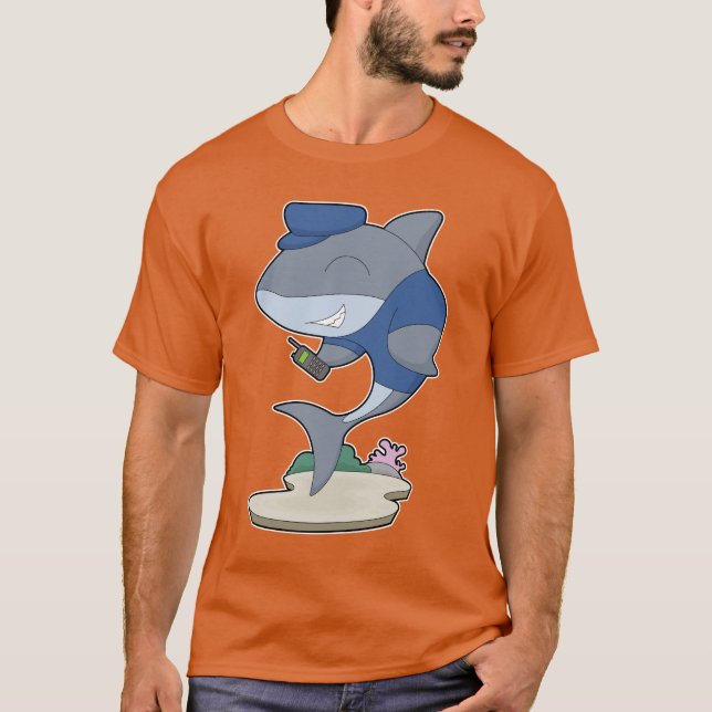 Camiseta Policía de micrófonos de Crop de Tiburón (Anverso)