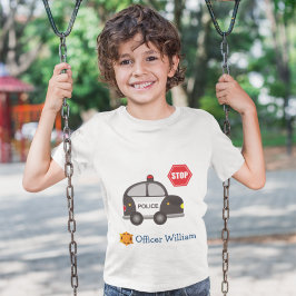 Camiseta Policía de niños pequeños y niño de coches