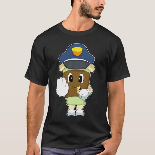 Camiseta Policía de silbido de café (Anverso)
