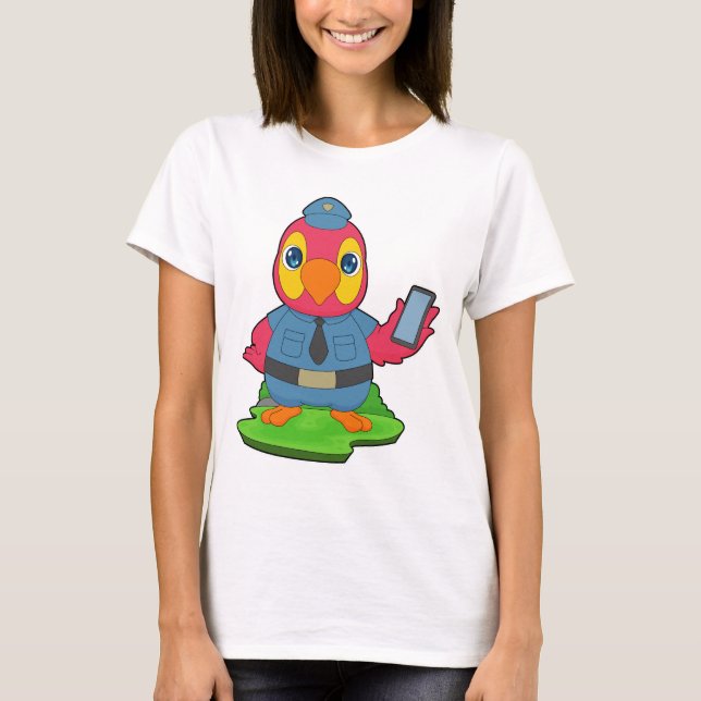 Camiseta Policía de Smartphone Loro (Anverso)