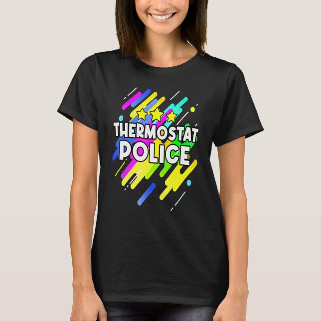 Camiseta Policía de Termostato Retro Padre Chiste (Anverso)