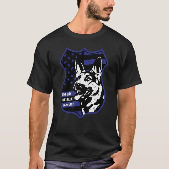 Camiseta Policía Emblema K 9 Unidad Policía de Pastores Ale (Anverso)