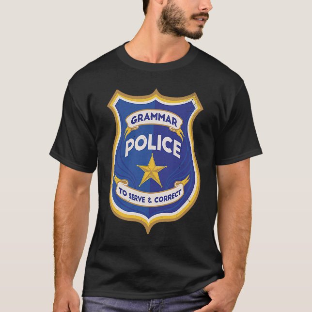 Camiseta Policía gramatical inglés docente correcto Pu (Anverso)