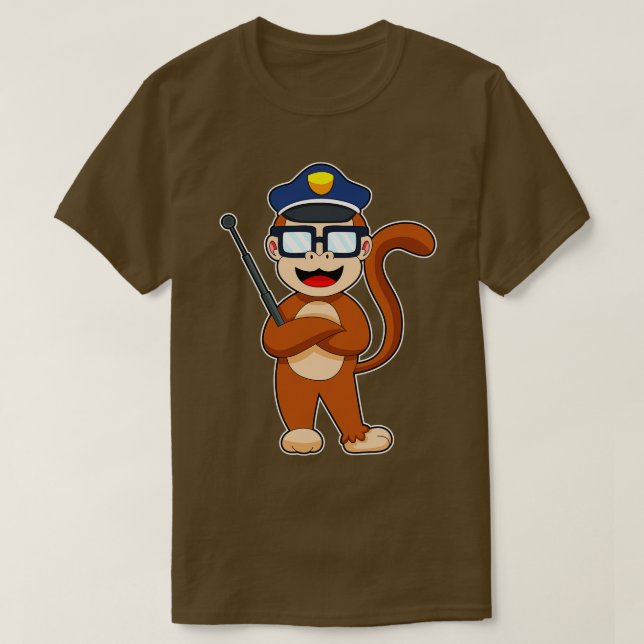 Camiseta Policía Monkey Cop Batería (Diseño del anverso)