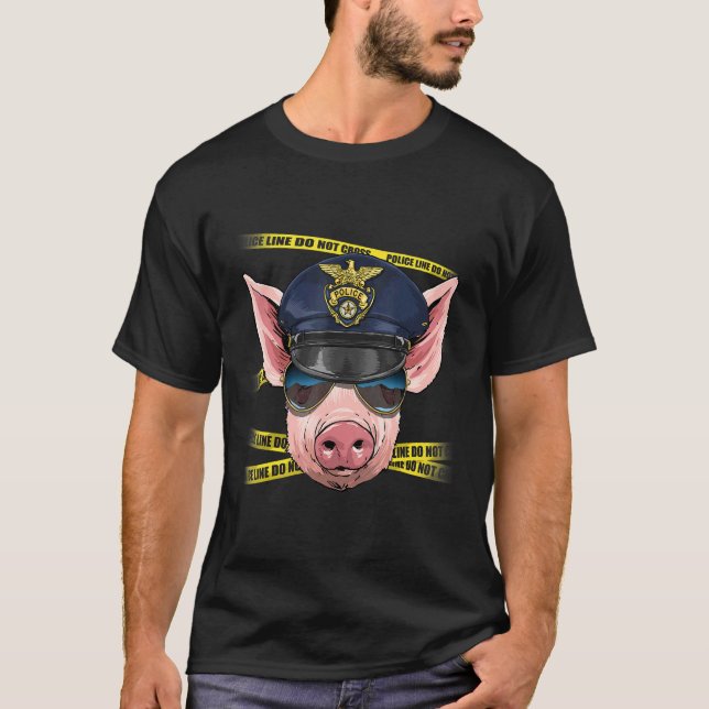 Camiseta Policía Policía Cerdo PD Crimen Escena Granja Anim (Anverso)