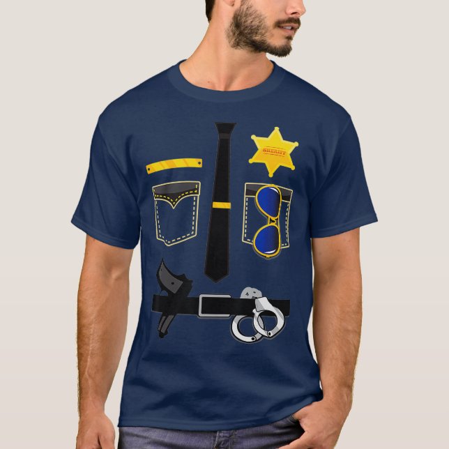 Camiseta Policía sheriff Uniforme Gracioso disfraz de Hallo (Anverso)