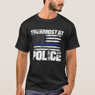 Camiseta Policía Termostata Papá Padres Día Línea Azul Usa 