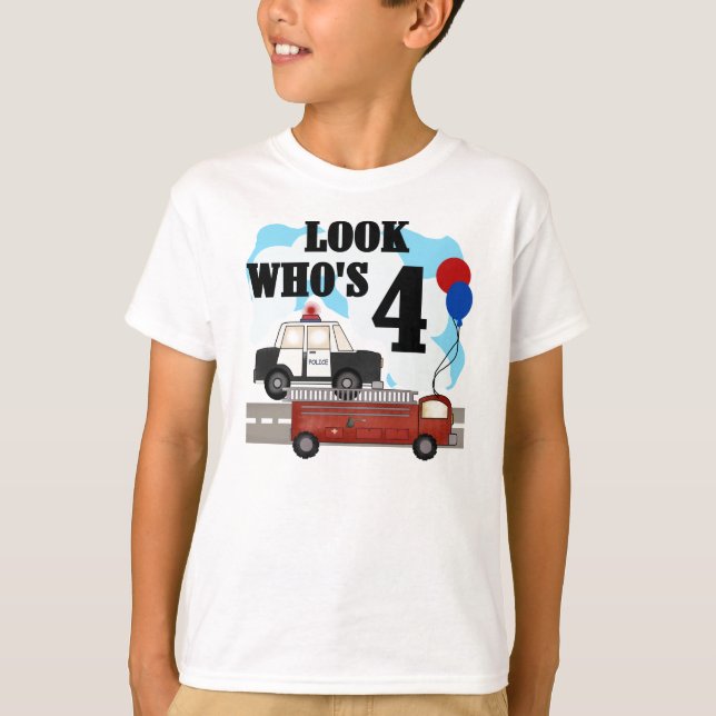 Camiseta Policía y cumpleaños del fuego 4to (Anverso)