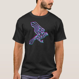 Camiseta Polígono Águila Baldosa Volando Estética Anaglyph 