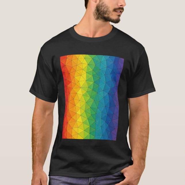 Camiseta Polígono de Arcoíris Colorido Triángulo Abstracto  (Anverso)