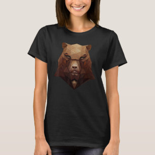 Camiseta Polígono de cabeza de oso geométrico de bajo peso