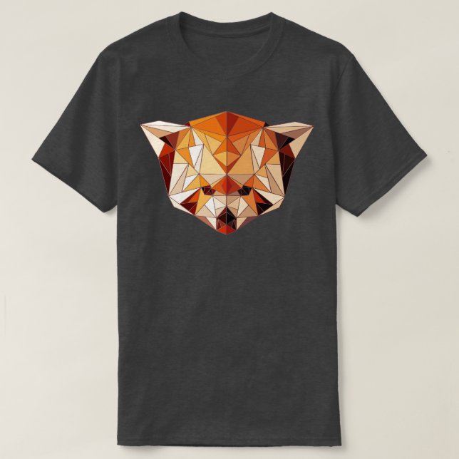 Camiseta Polígono rojo Panda Geométrico Animal (Diseño del anverso)