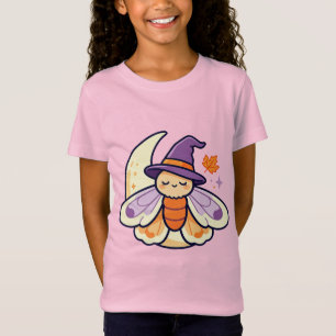 Camiseta Polilla bruja con sombrero púrpura y luna crecient