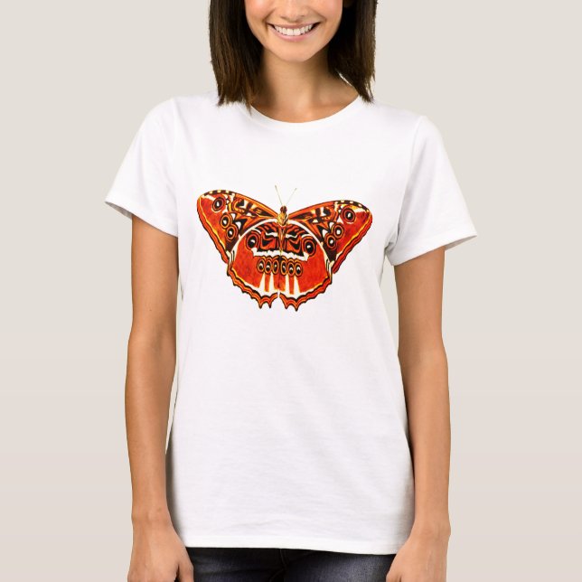 Camiseta Polilla gitana, naranja oxidado y negro (Anverso)