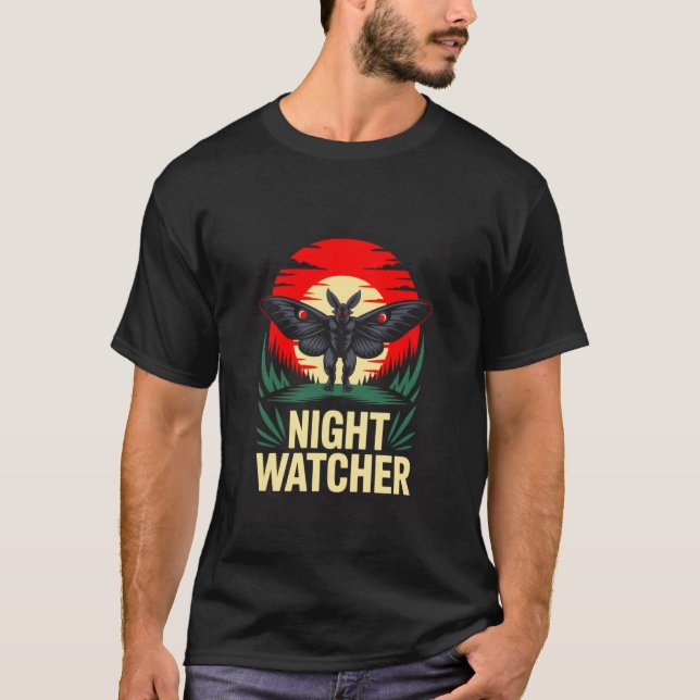 Camiseta Polilla vigía Mothman Críptido Terror Atardecer (Anverso)