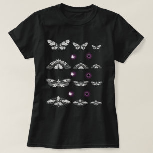 Camiseta Polilla y Mariposa en Blanco y Negro, Arte de Inse