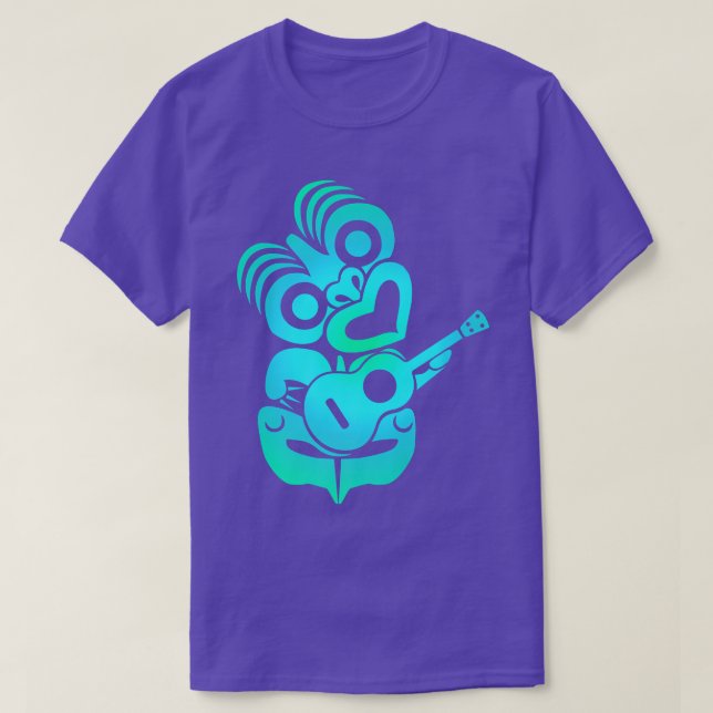 Camiseta Polinesia Maori Hei Tiki Ukulele Music Nueva Zelan (Diseño del anverso)