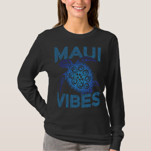 Camiseta Polinesio Azul Tribal Tortuga de Mar Maui Vibes