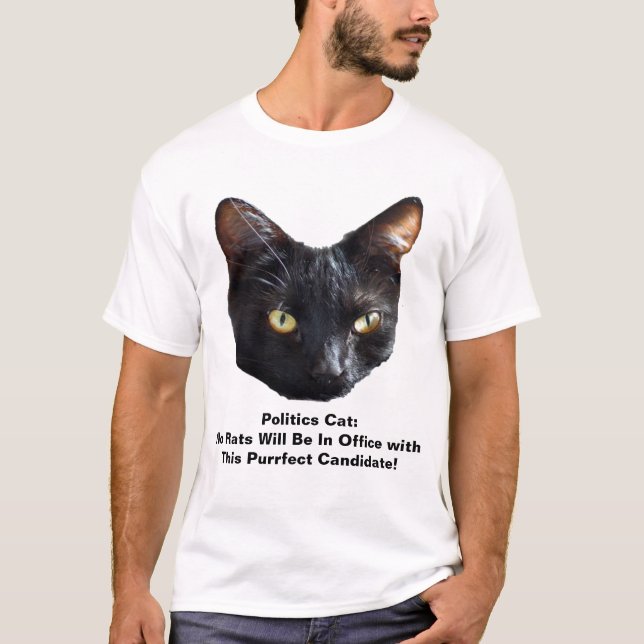 Camiseta Política, gato, no habrá ratas en el cargo (Anverso)