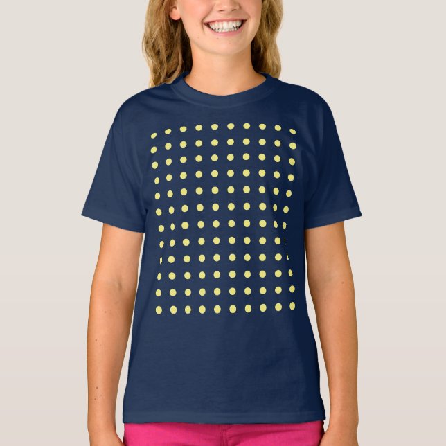 Camiseta Polka amarillo de la luz azul de la marina pone de (Anverso)