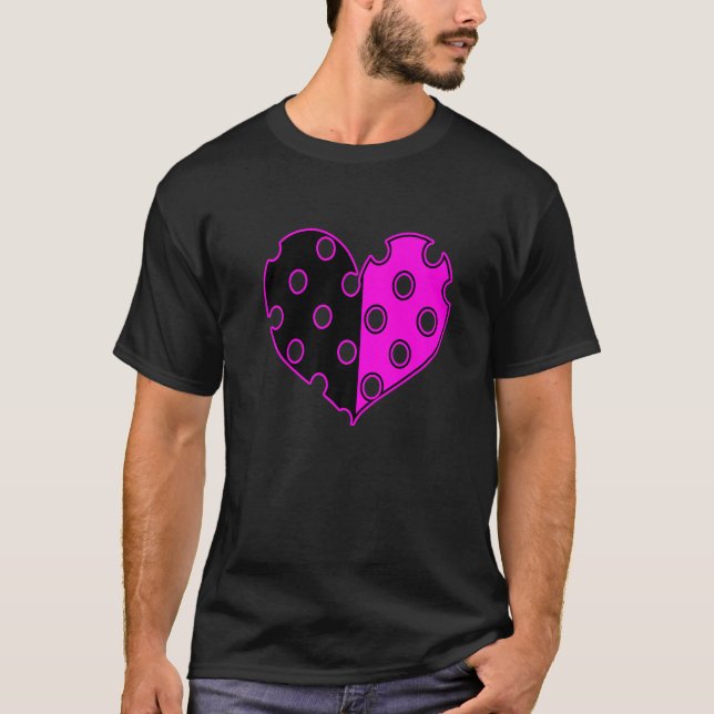 Camiseta Polka Dot Heart In Black And Pink (Anverso)