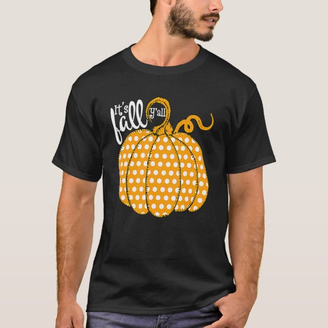 Camiseta Polka Dot Pumpkin Feliz Caída, Otoño (Anverso)