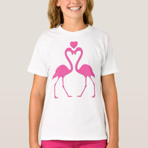 Camiseta Polka Rosa Dot Flamingo El día de San Valentín Kid