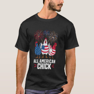 Camiseta Pollita muy Americana Bandera de EE. UU. Divertida