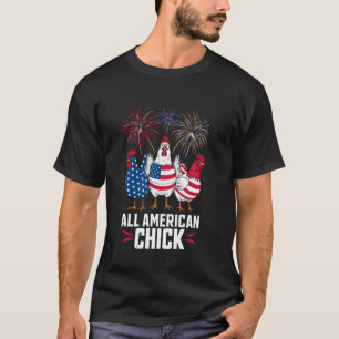 Camiseta Pollita muy Americana Bandera de EE. UU. Divertida