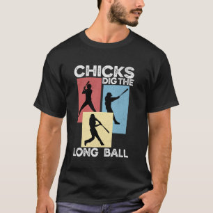 Camiseta Pollitas Digerir la Pelota Larga Retro Béisbol Div